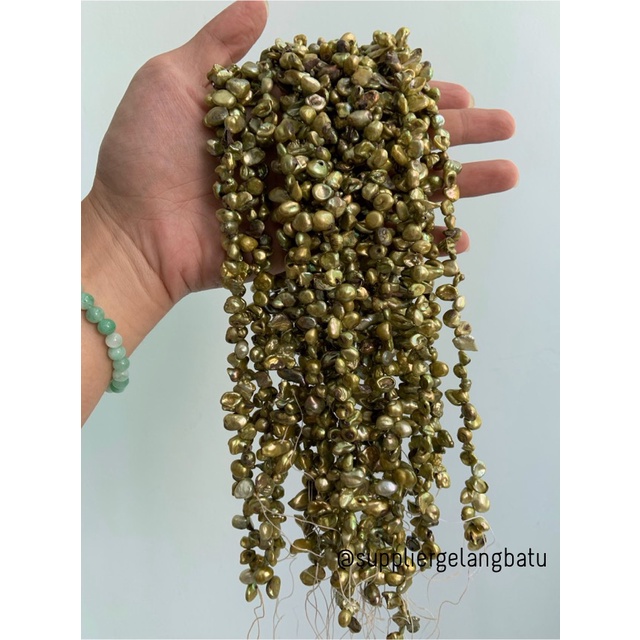 kerikil Mutiara Air Tawar KESHI LIME YELLOW tetes OVAL fresh pearl