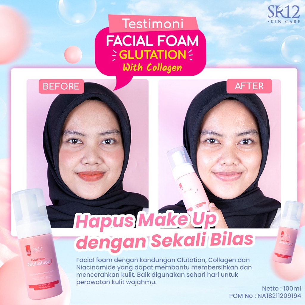 FACIAL FOAM GLUTATION WITH COLLAGEN SR12 ORIGINAL | COCOK UNTUK SEMUA JENIS KULIT | MENCERAHKAN WAJAH BPOM