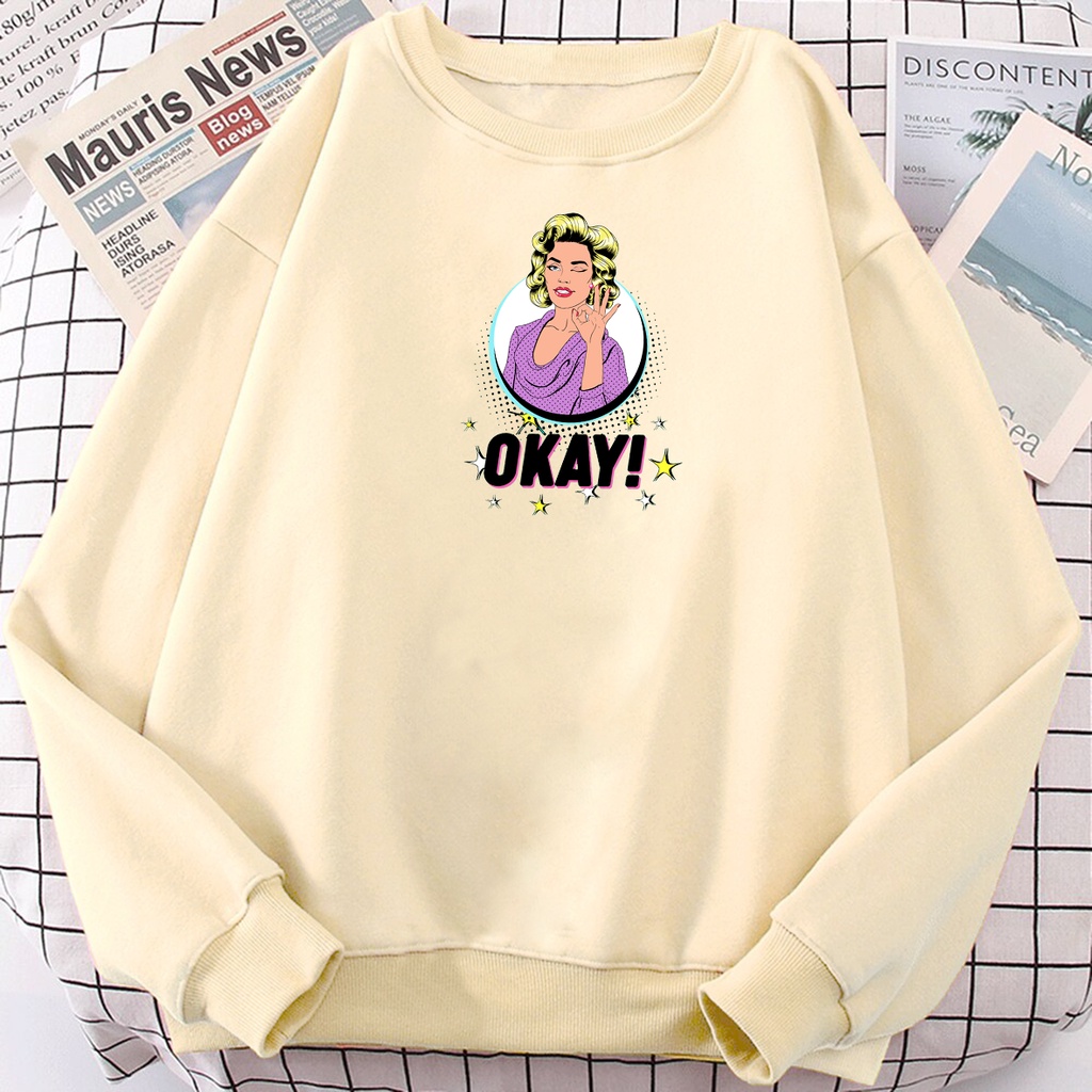 Sweater oblong oversize wanita OKAY sweter crewneck cewek murah kekinian korean style