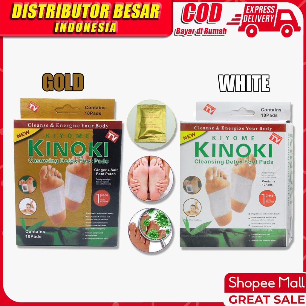 ORIGINAL 100% !! Kinoki Gold Foot Pads Emas Koyo Kaki detox asli 1 box isi 10 sachet