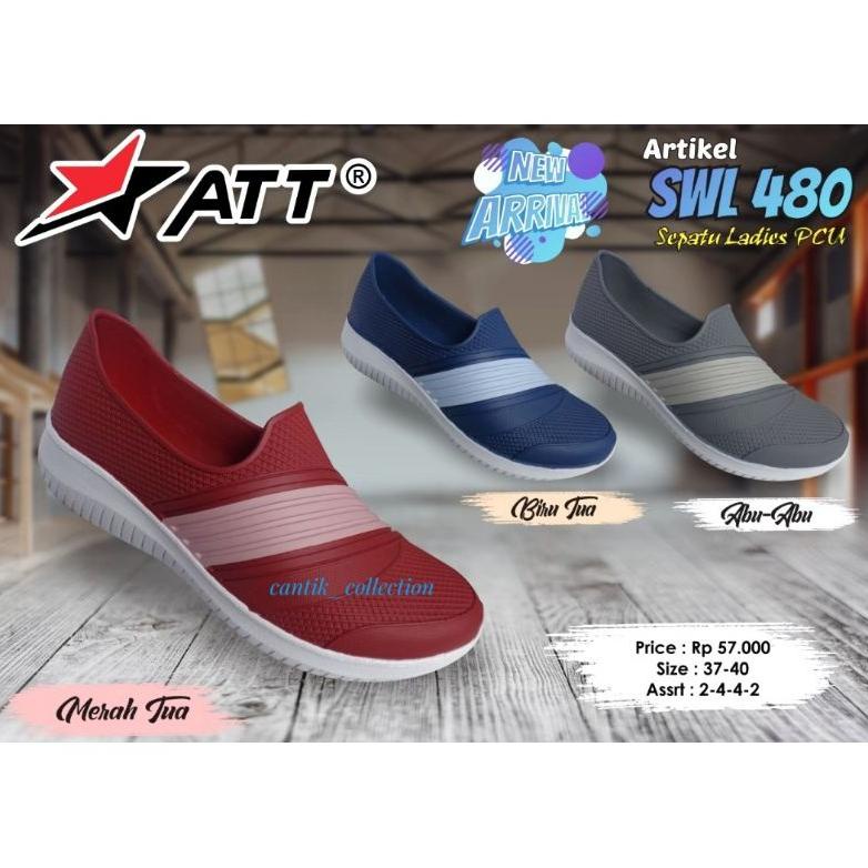 Sepatu Karet Wanita Santai Slip On Att Swl 480 - Sepatu Selop Wanita Tahan Air Swl 480
