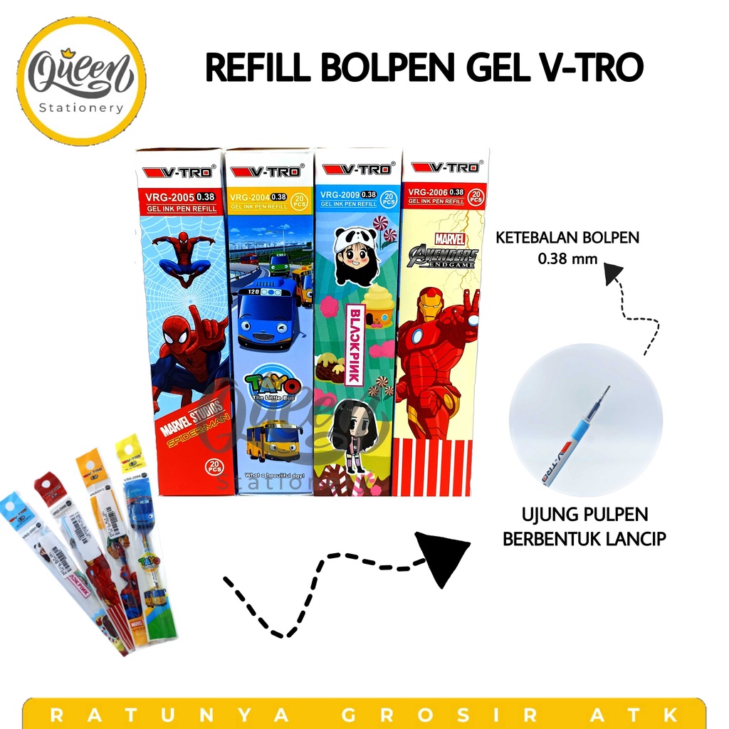 

1 PCS REFILL BOLPEN GEL / REFILL PULPEN GEL 0.38 / REFILL BALLPOINT V-TRO