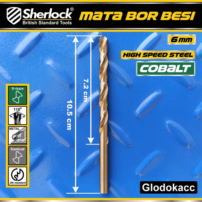 Mata Bor Besi 6 mm / Sherlock JIS Standard High Speed Steel Cobalt (1 Pcs)