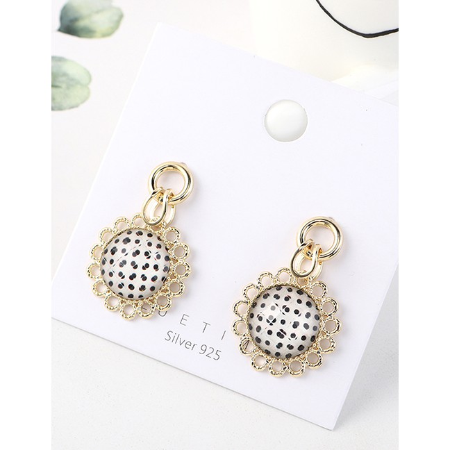 LRC Anting Tusuk Fashion Golden Sunflower-plated Real Gold S925 Silver Pin Earrings Y63061