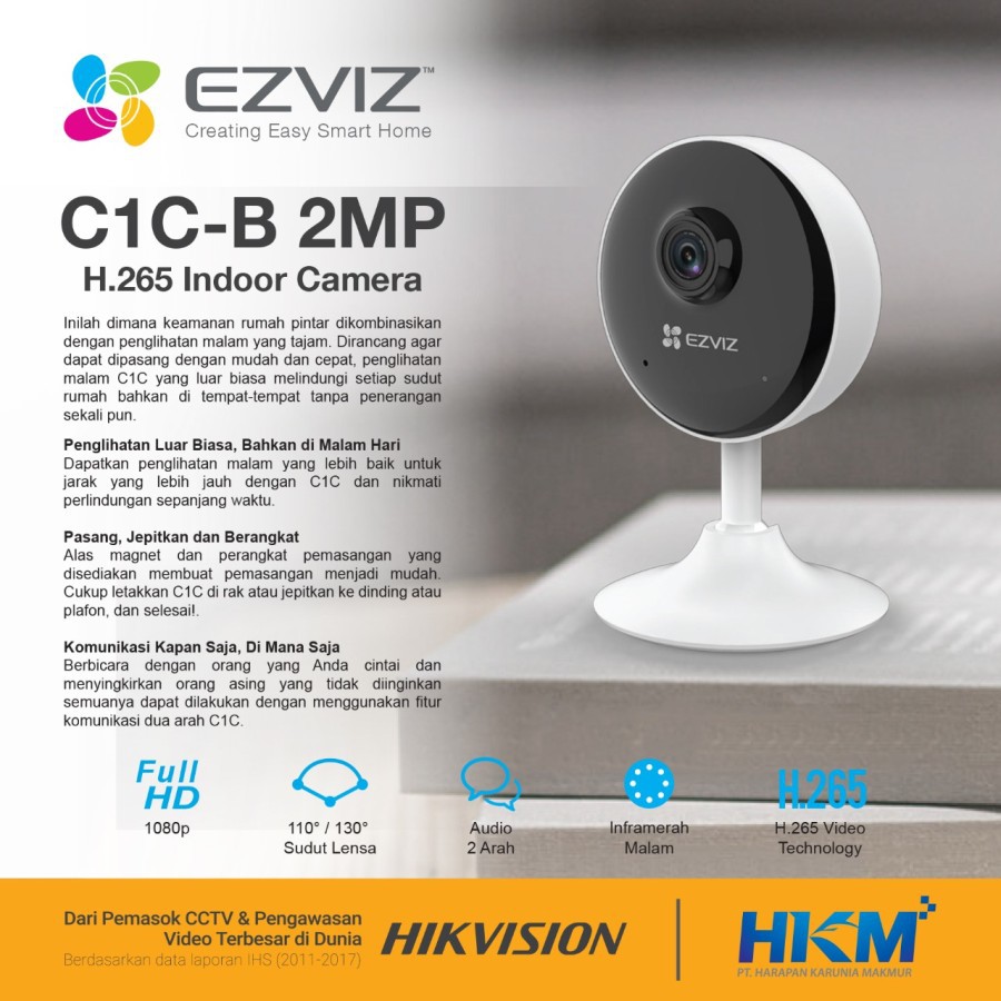 Ezviz C1C Pro Wireless IP Camera 1080P H.265 Garansi Resmi 1 Tahun - C1C-B Only