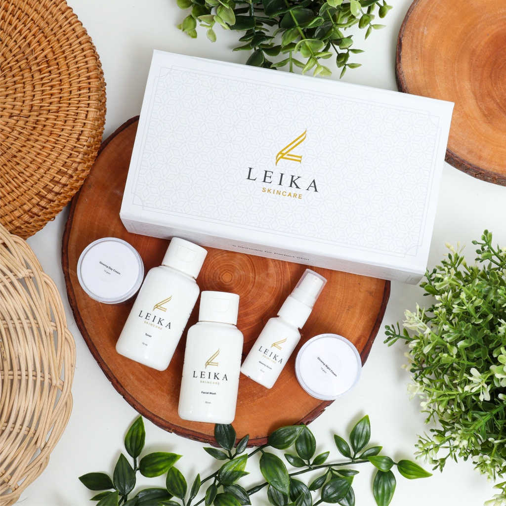 1 Set 5 In 1 Perawatan Wajah Leika Skincare Krim Penghilang Flek Hitam Melasma Tahunan Night Cream F