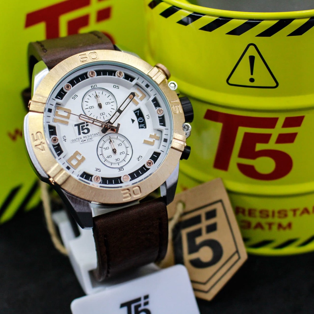 T5 H3637G COWOK original chronograph bergaransi free tin box dan tas