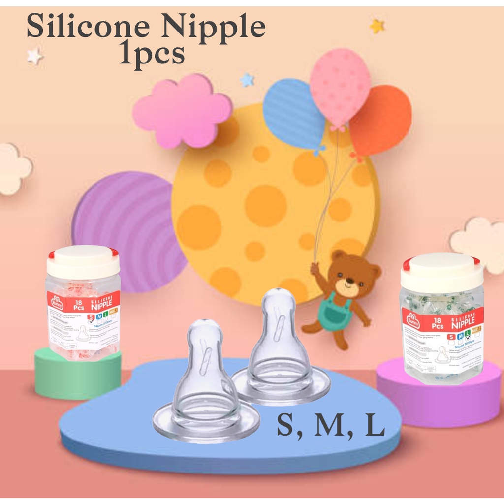Silicon Nipple Untuk Standart Neck ECER 1pcs (S, M, L) Dot Bulat Lusty Bunny Pentil Dot Susu Botol Susu Reguler S, M, L Empeng