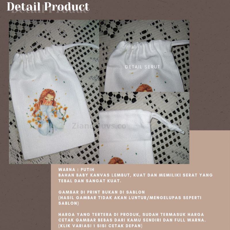 Pouch Serut Custom Kanvas (10×15cm) (15×20cm) (20×25cm)