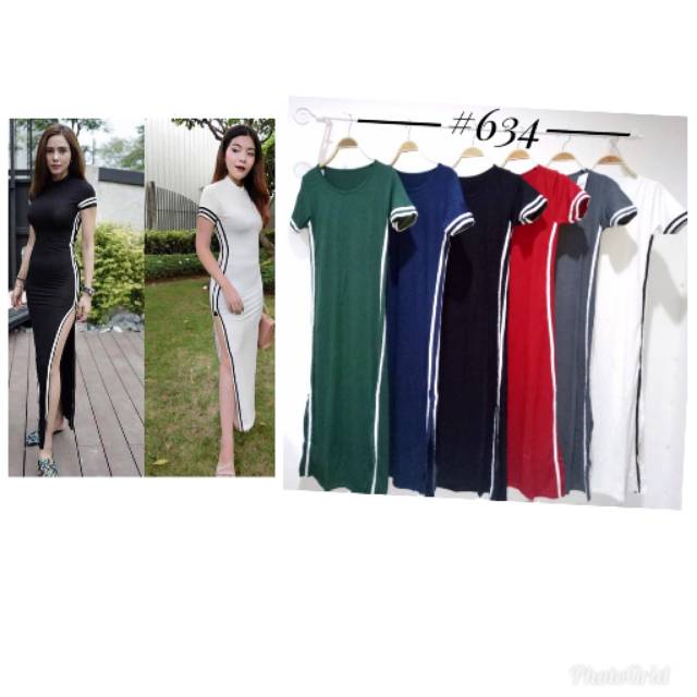 SHIVA S634/ LONGDRESS LIST SAMPING BAHAN Kaos IMPORT / LONG DRESS PANJANG MURAH KEKINIAN / BODYCON