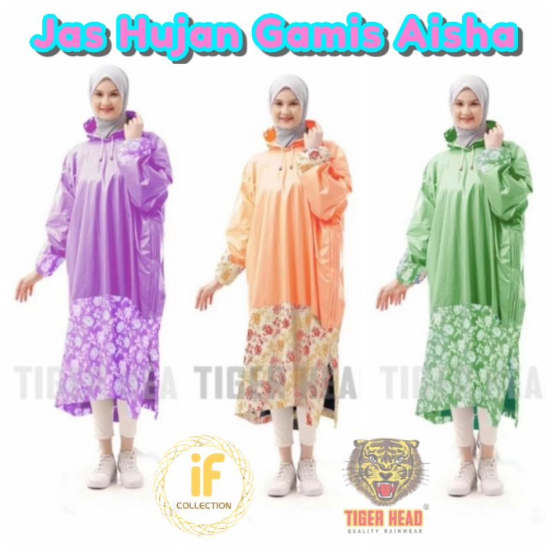 Mantel Jas Hujan Model Gamis Aisha Muslimah Hijabers Terbaru Jas Hujan Wanita Ukuran Besar Jumbo Jas