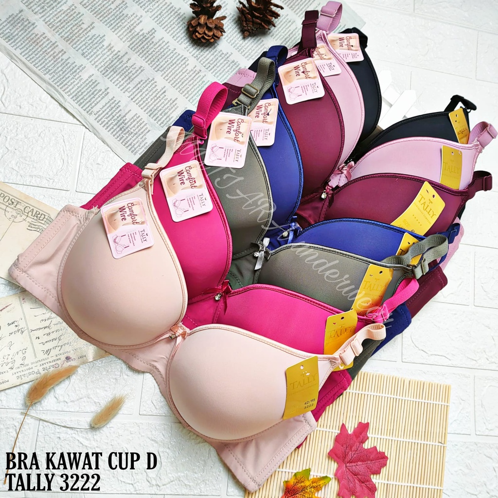 Bra Cup D tally 3222 Ukuran 38-44 Pakai Kawat Kait 3 Busa tipis/Bra Jumbo Cup Besar Bra Cup D Tally