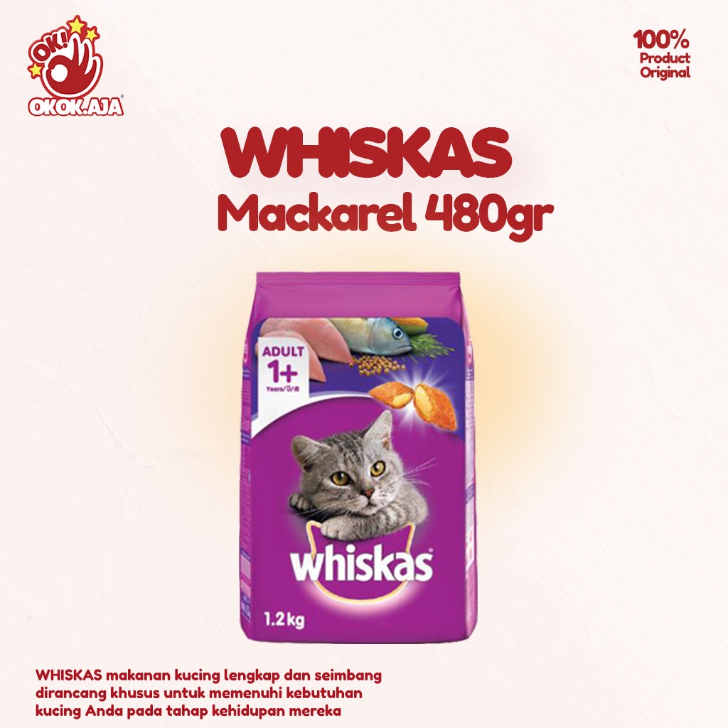 Makanan kucing kering WHISKAS 480gr Adult