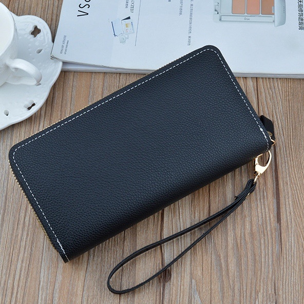 DOMPET PANJANG WANITA PREMIUM 2 RESLETING MUAT HP REMAJA KULIT HITAM MASOVIA TALI PENDEK KARTU UANG KOIN BESAR BATAM WA577B5 BRANDED IMPORT KEKINIAN BRANDED