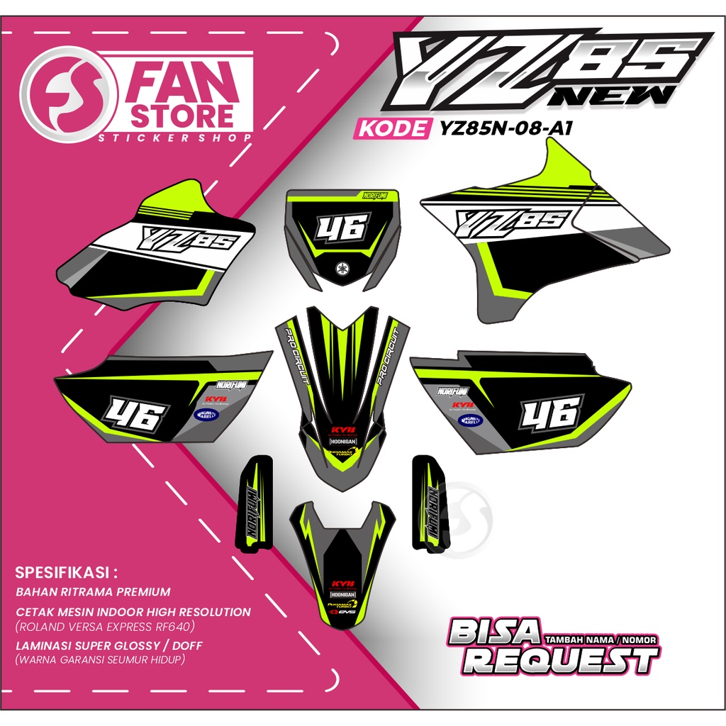 Decal Motor YZ 85 New Fullbody - Sticker Dekal YZ 85 New - Decal YZ 85 New