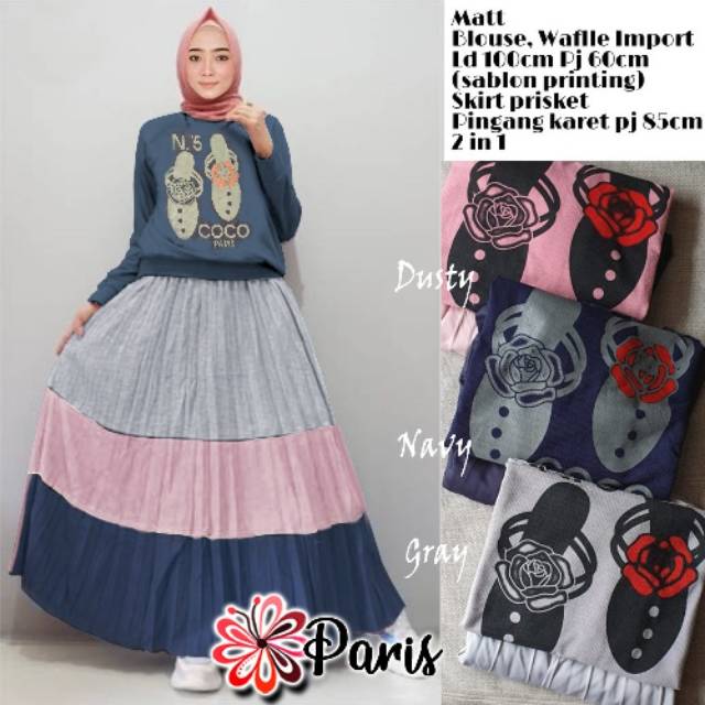 SETELAN COCO PARIS / STELAN YUMNA PARIS / COCO SET MUSLIM / SETELAN ROK WANITA / KOLEKSI PRISKET