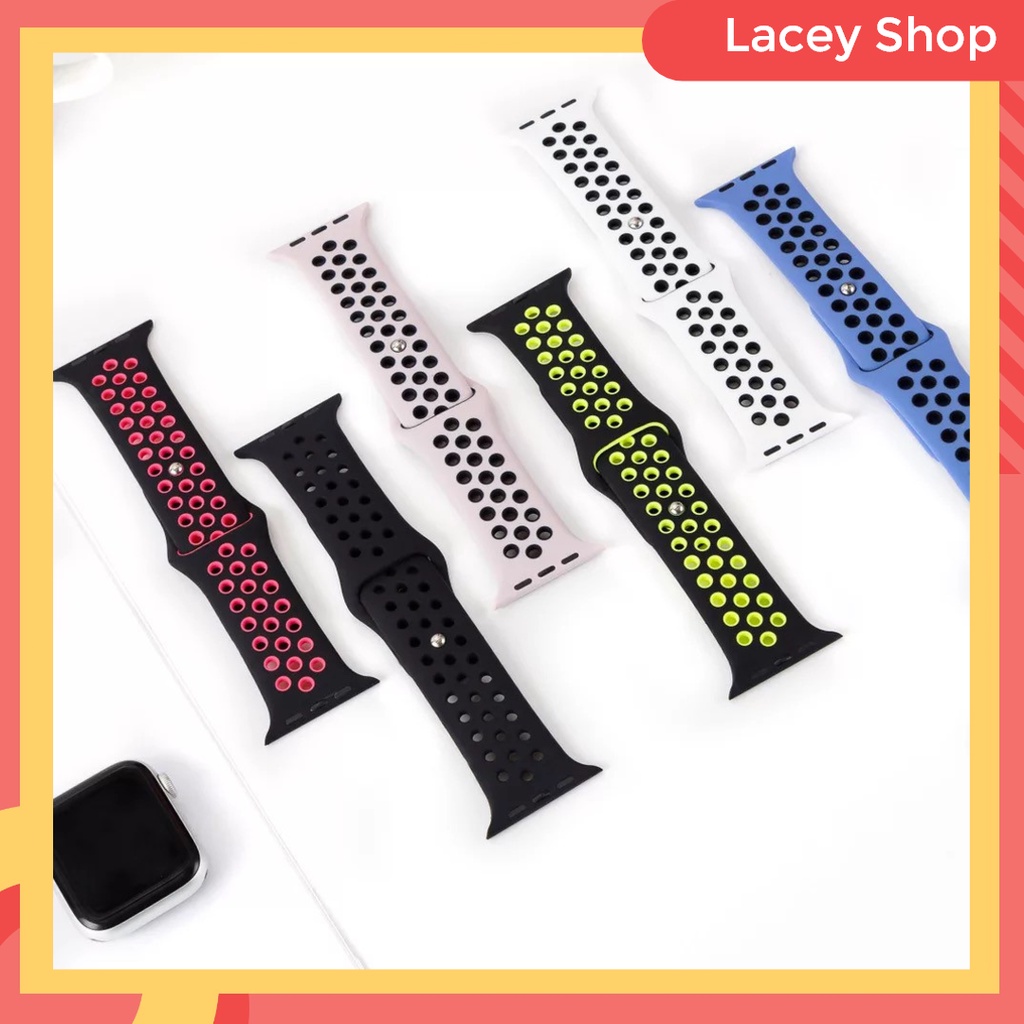 Strap for Apple Watch Series 7/6/SE/5/4/3/2/1 38mm 40mm 42mm 44mm 41mm 45mm Sport Silicone Breathable Hole Band