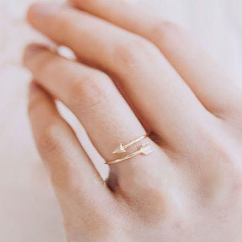 Hu Hu Hu Hu Hu Alat Bantu Pasang Kacamata♡ Cincin Model Terbuka Desain Anak Panah Warna Goldsilver Adjustable Untuk Wanita