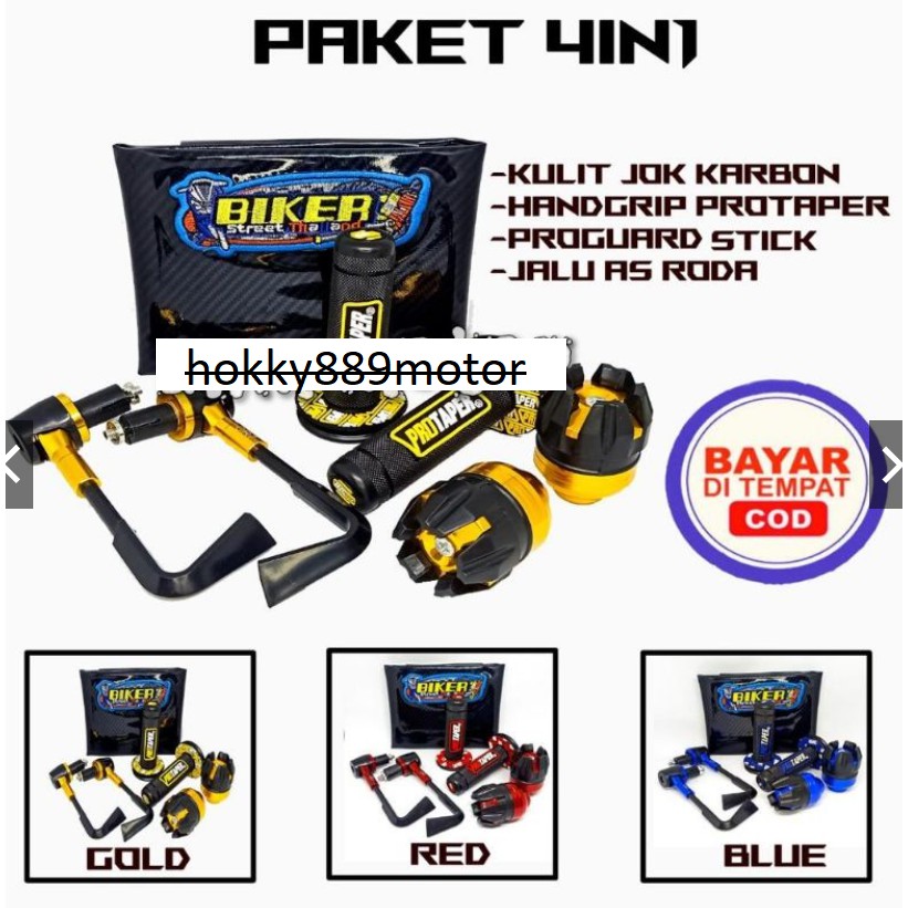 kulit jok karbon Hitam+ grip Protaper + proguard L + Jalu as roda depan Universal