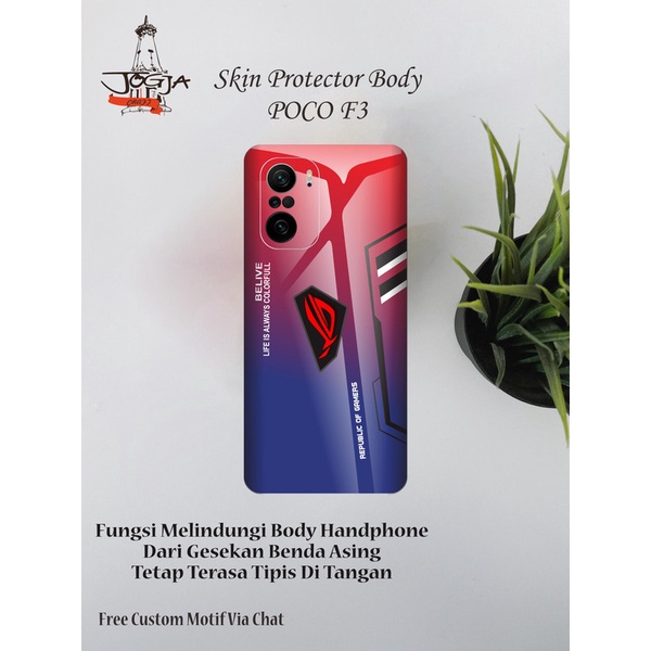 Garskin HP Poco F3 Motif rog G red - Free Custom Motif Via Chat