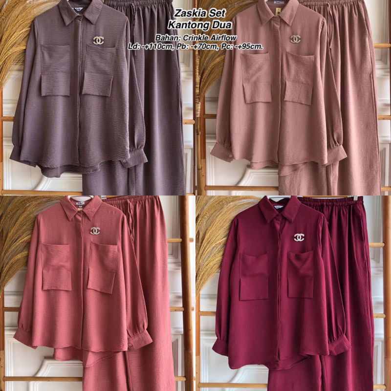 BALILA SET CRINKLE LD 110 / ONE SET BALILA SAKU DEPAN / SETELAN CRINKLE POLOS / SETELAN KANTONG DEPA