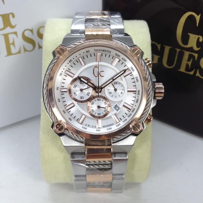 Jam Tangan Pria Gc Guess Y24005G21 silver white 44mm Ori BM