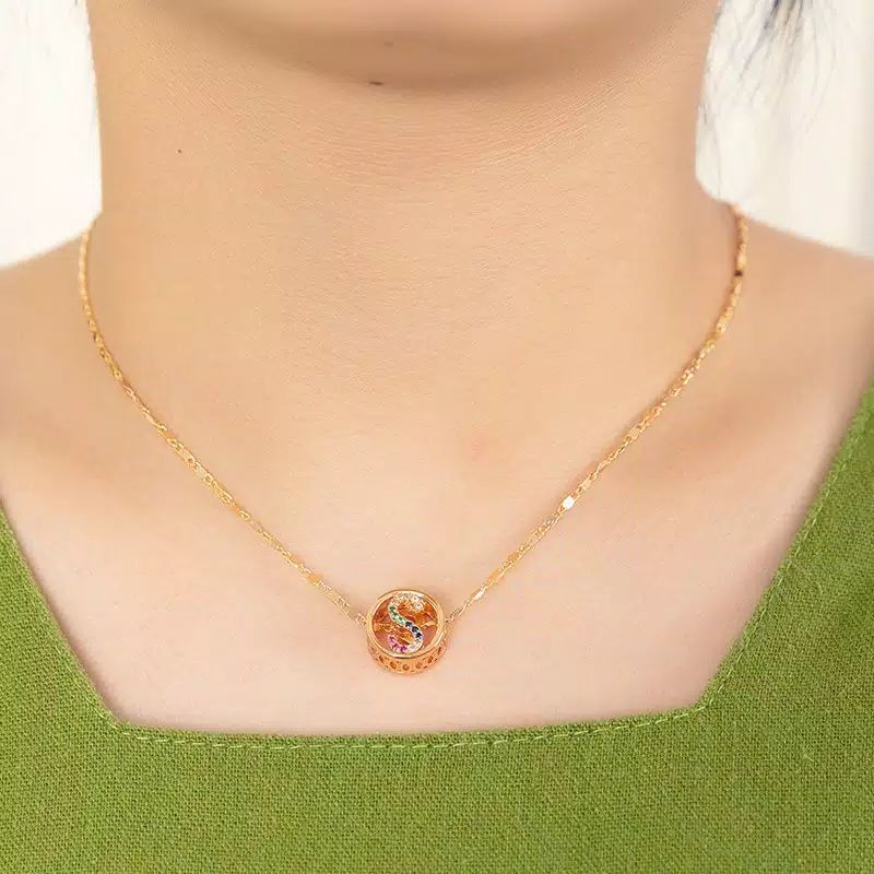 KALUNG LIONTIN HURUF INISIAL BISA REQUEST NAMA ELEGAN CANTIK WANITA XUFING ANTI KARAT