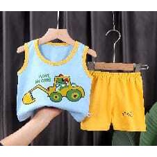 ( zwq ) TL007-010 Setelan Anak 0-6 Tahun Setelan Bayi Piyama Baju Tanpa Lengan + Celana Pendek