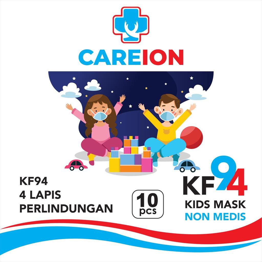 Masker Anak KF94 CAREION Korea 4ply Masker kf 94 ANAK CAREION isi 10pc - HITAM/PUTIH