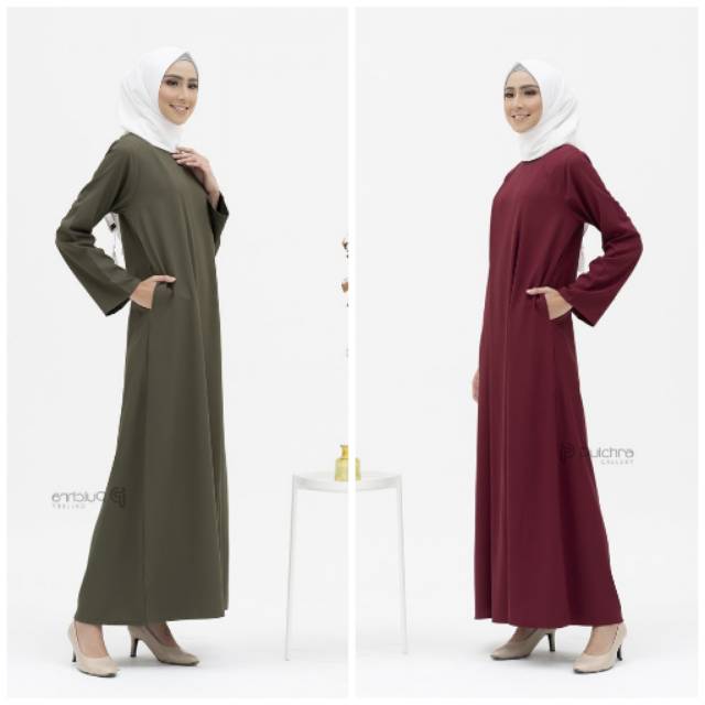 IVY DRESS by Pulchra Gallery Scarlet S dan Army XS Gamis Muslim Syari BUSUI FRIENDLY