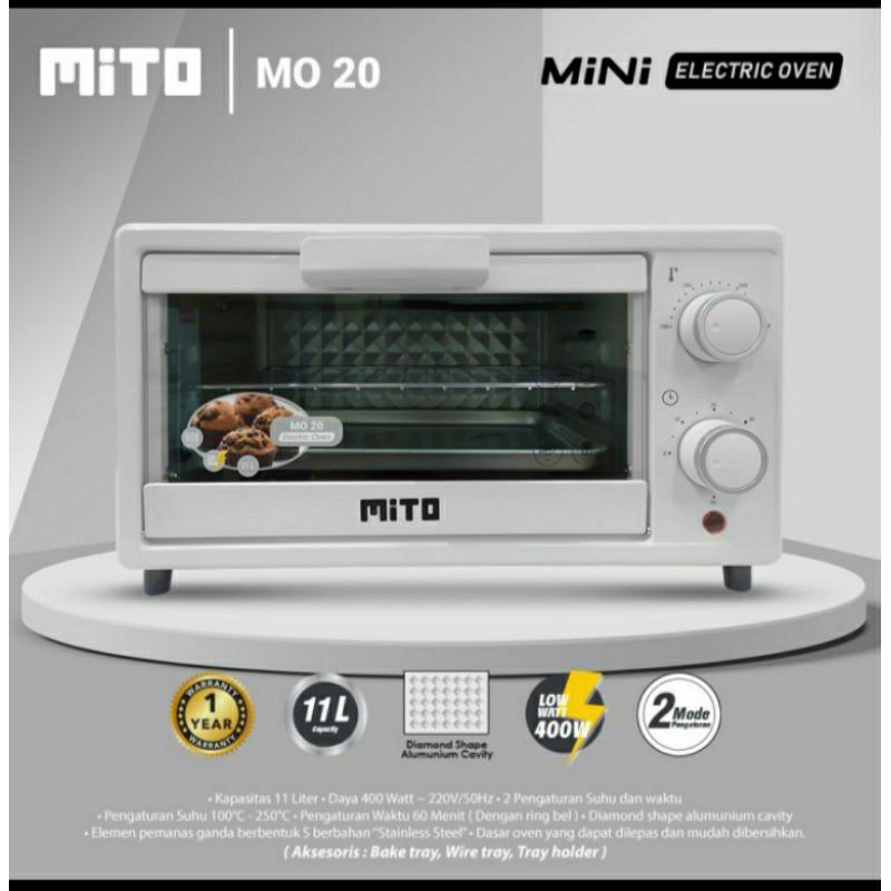 OVEN MITO MINI MO 20 WOOD SERIES DESIGN HANDEL KAYU 11 LT LOW WATT 400 WATTMODEL TERBARU  ORIGINAL GARANSI RESMI