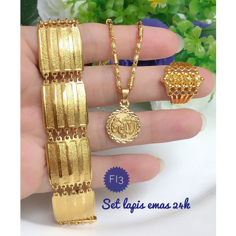 (MEI) PROMO TERMURAH Set Perhiasan Lapis Emas 24 Karat Xuping Gelang Rantai Kotak Cincin Kalung Biji