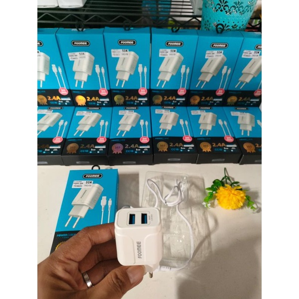 Foomee Charger / casan micro CC18 FAST CHARGING⚡ 2.4A dual usb