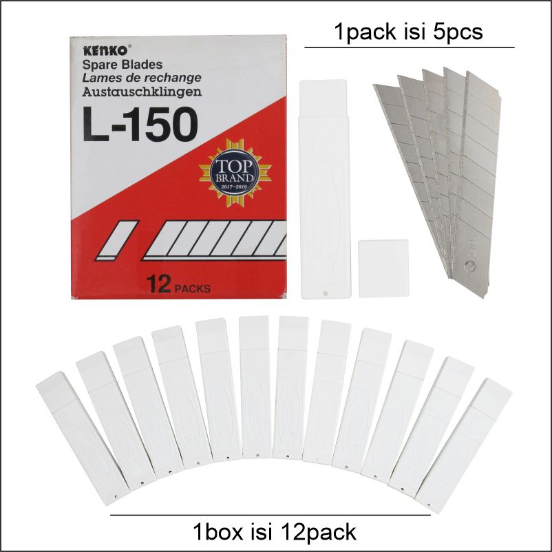 

KENKO Cutter Blade Refill Pemotong Isi Cutter L-150 1 Tube 5 Pcs
