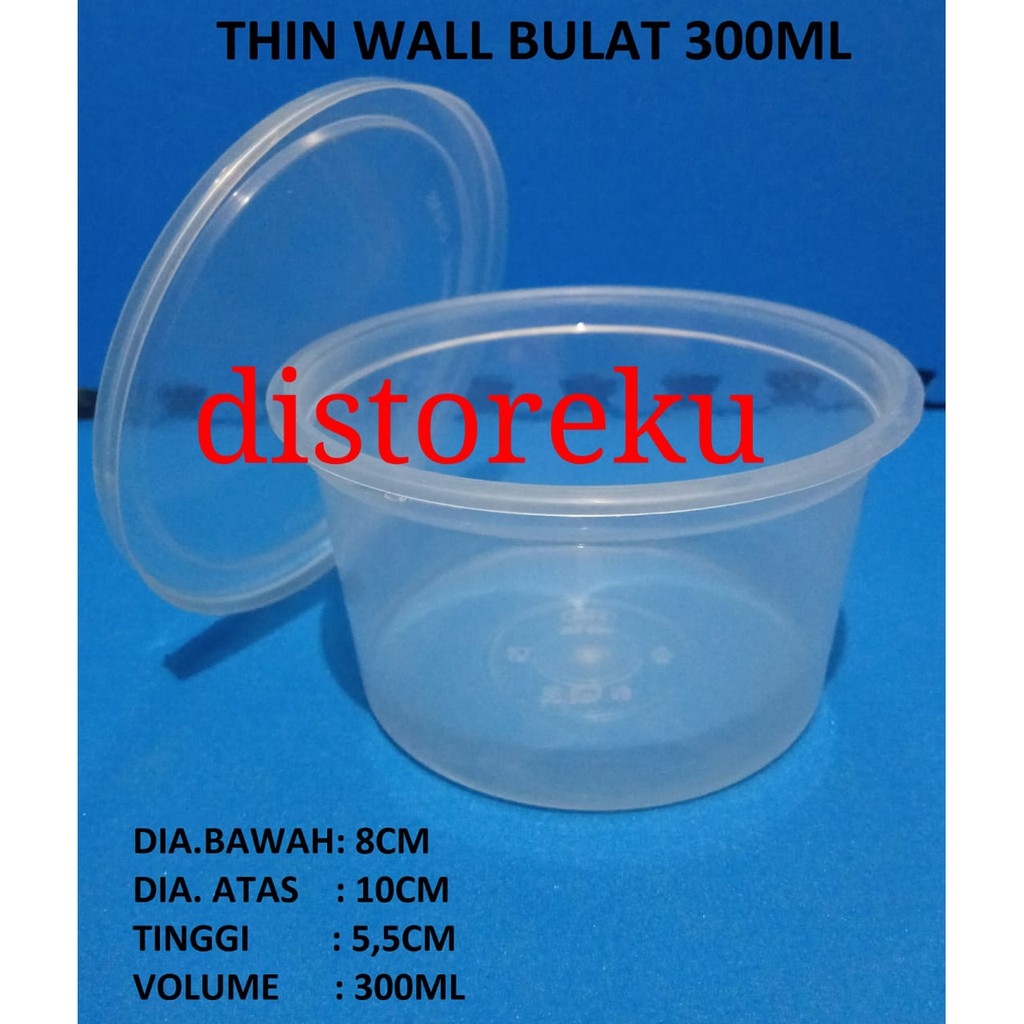 25pcs thinwall mangkok plastik bulat tahan panas 300ml tebal fim