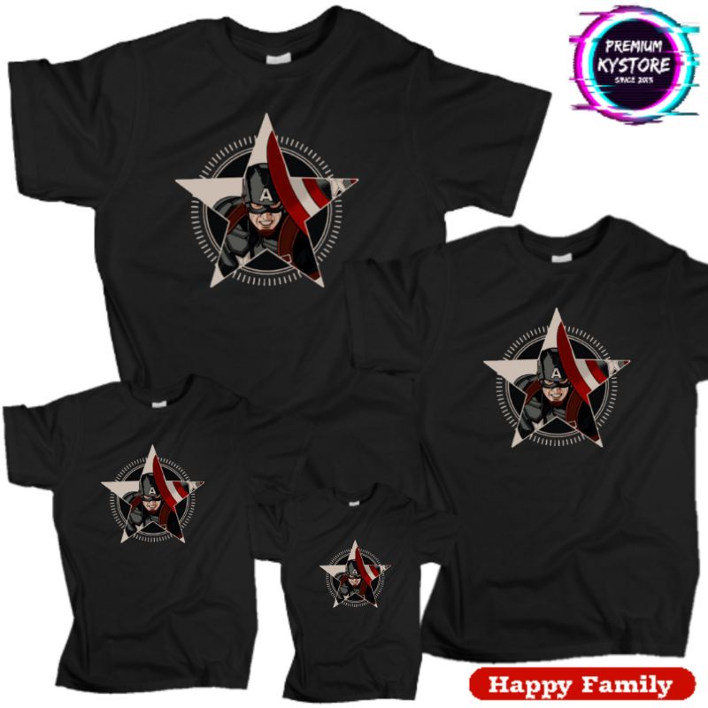 Kaos distro pria Captain America Edisi Keluarga - Happy Famili