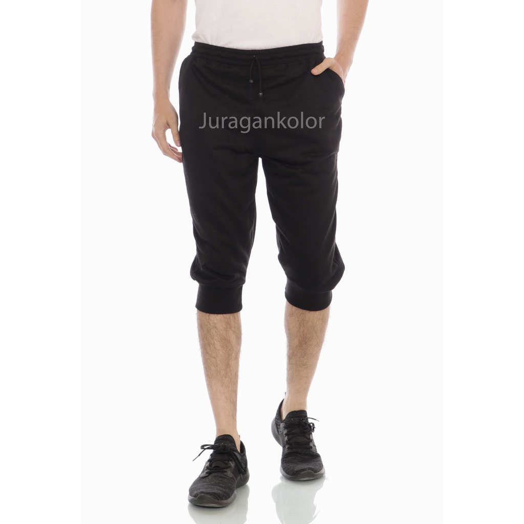 Celana Jogger Pendek Pria 7/8 Polos Casual Baby Terry Joger Pants