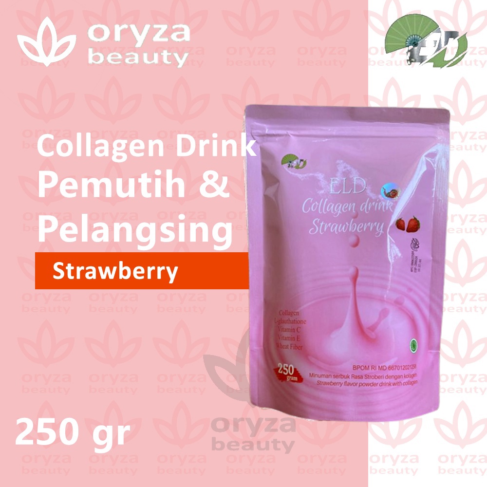 (250gr) ELD Collagen Drink Minuman Rasa Strawberry Pemutih dan Pelangsing dalam 1 Kemasan