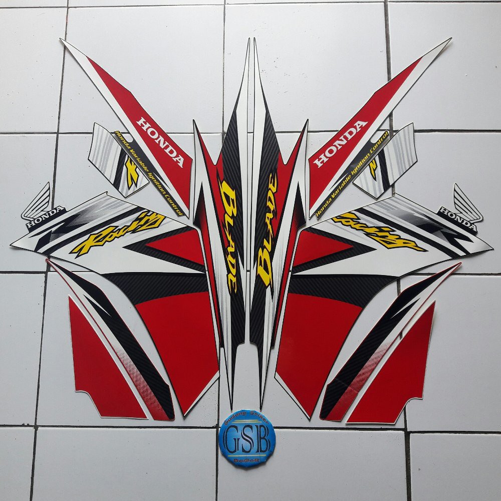Variasi Striping Stiker Motor Honda Blade Racing R 2013 Hitam Merah Shopee Indonesia