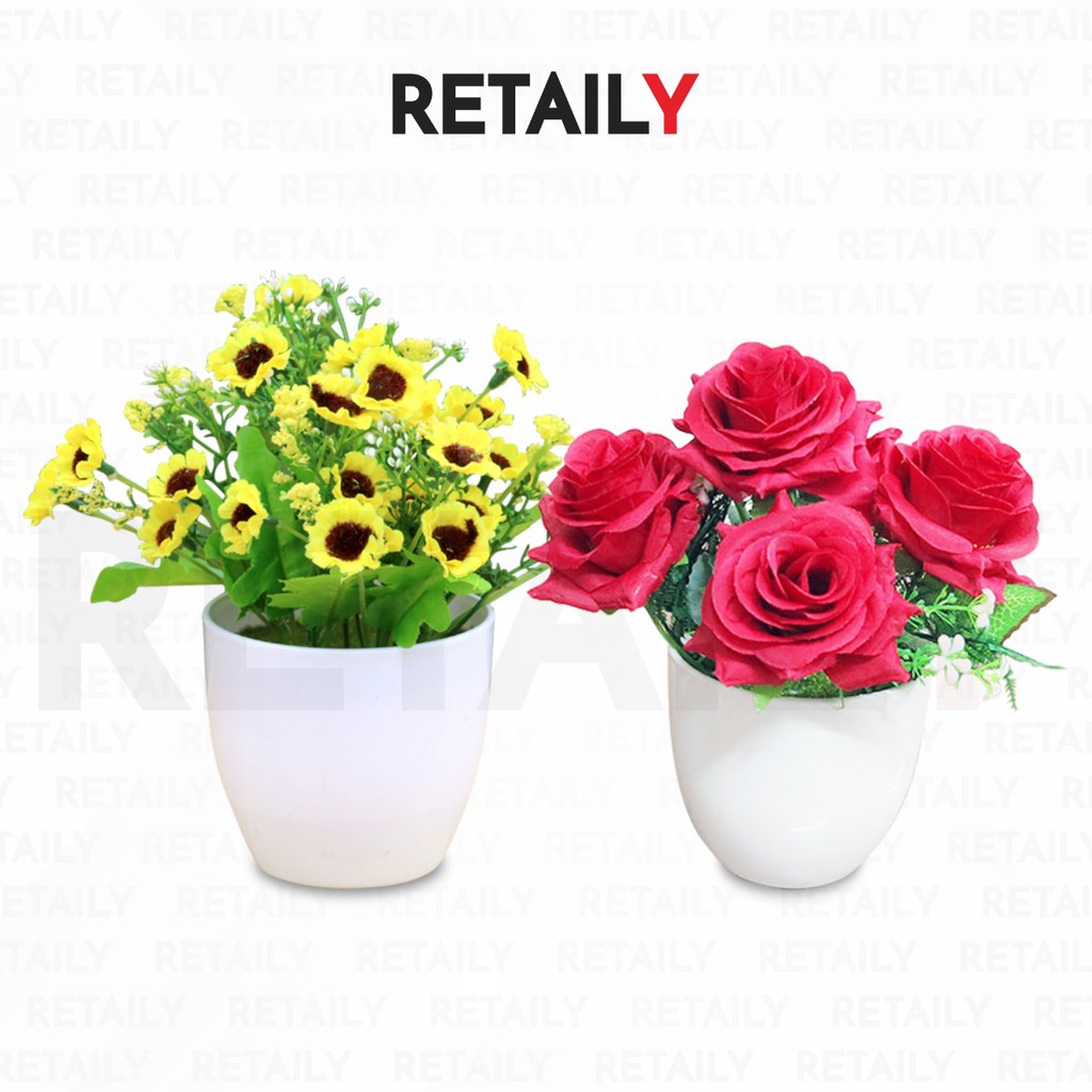 Retaily PT22 PT23 Pot Tanaman Hias Bunga Hias Plastik Ornamen Pot Bongsai Artificial Flower Decoration