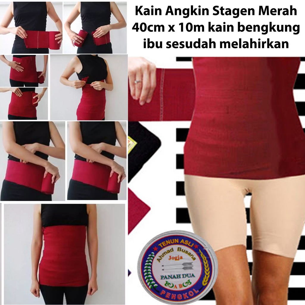 Kain Angkin Stagen Merah 40cm x 10m kain bengkung ibu sesudah melahirkan