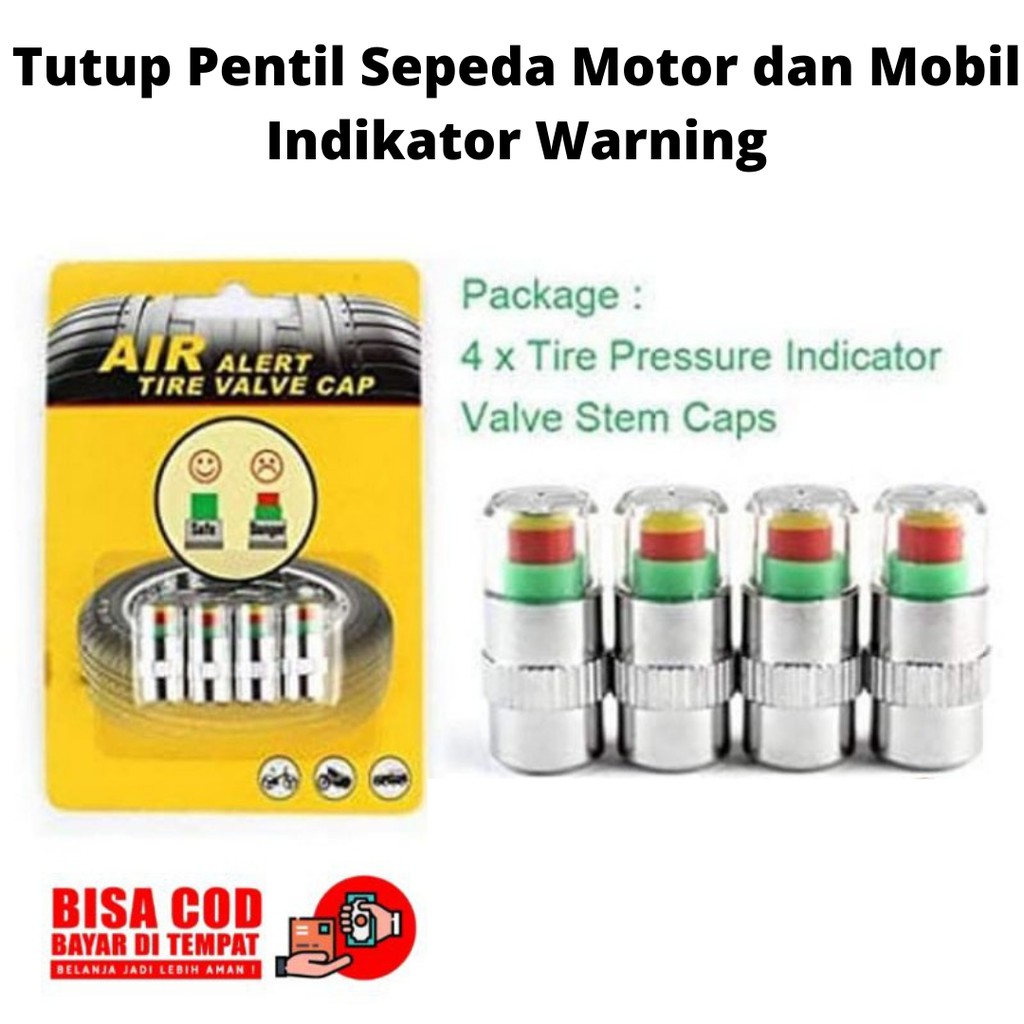 4PCS TUTUP PENTIL INDIKATOR TEKANAN ANGIN Untuk Mobil Motor Sepeda Alat Pengukur Tekanan Angin