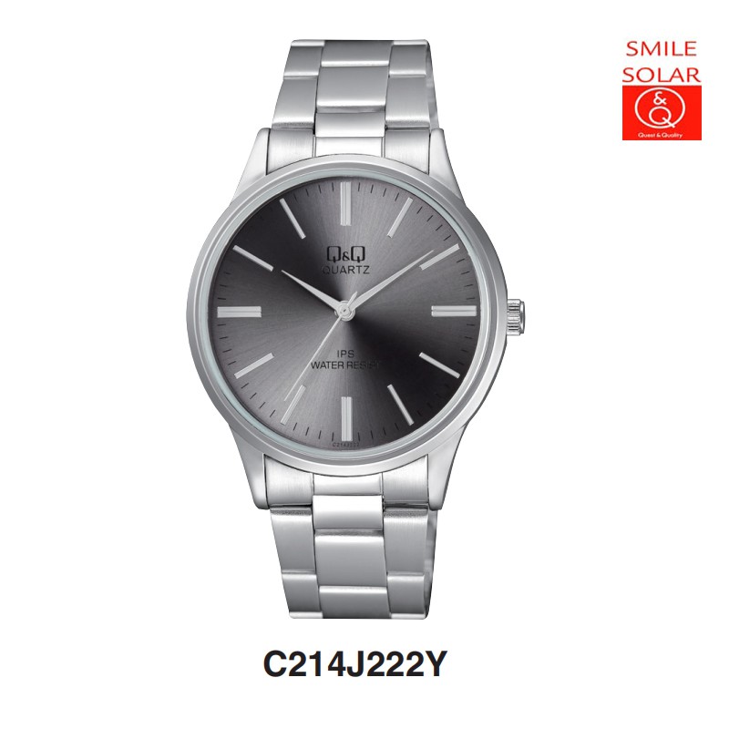 Jam Tangan Pria Stylist Casual Business Rantai Stainless Steel Analog Original Q&amp;Q QnQ QQ C214 C214J Series