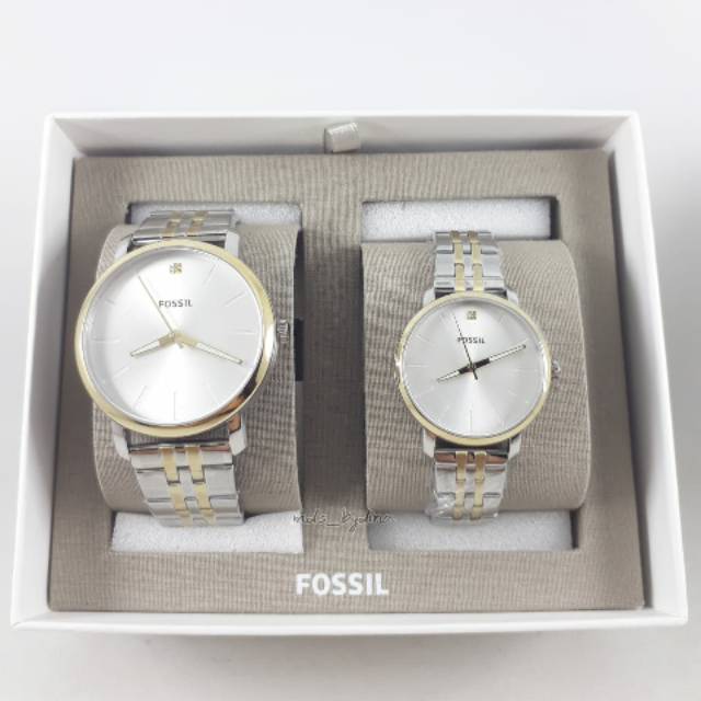 Fossil Set Couple Lux Luther Bicolor (Silver - Gold) - BQ2467 SET