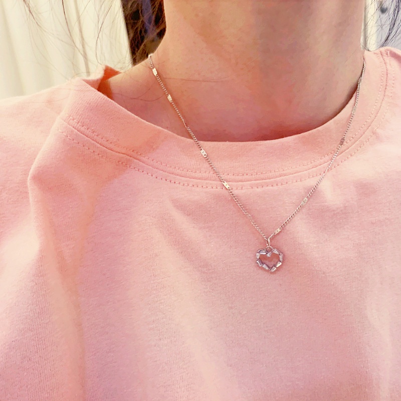 Korea Zircon Necklaces Summer Love Female Light Luxury Clavicle Chain Ins Cold Wind Niche Necklace Sweet Heart Jewelry