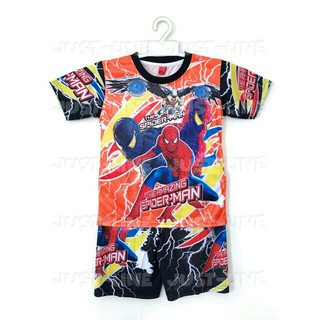 Setelan baju celana  Spiderman anak laki laki bahan  licin  2 