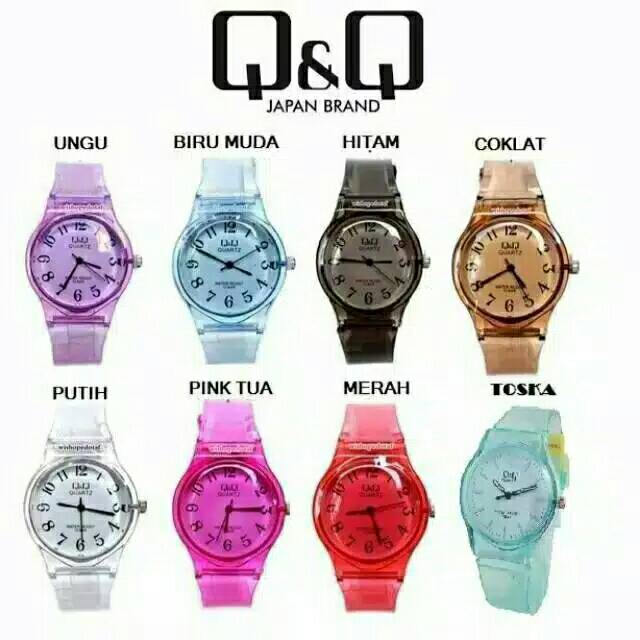 Jam Tangan Anak Wanita Analog Q&amp;Q Jelly Transparan Rubber