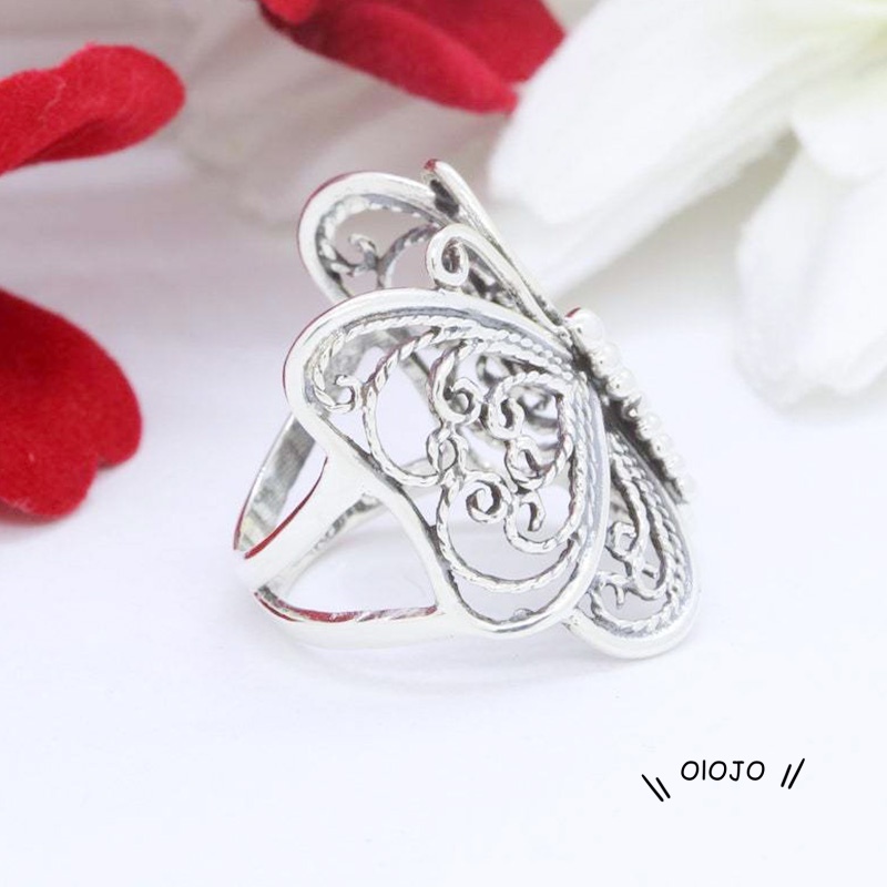 【COD】Cincin Butterfly Ukir Gaya Retro Vintage Eropa Dan Amerika Untuk Perhiasan