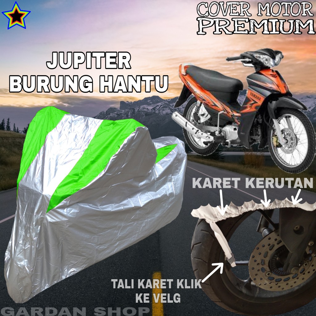 Sarung Motor JUPITER BURUNG HANTU Silver HIJAU Body Cover Penutup Pelndung Motor Jupiter PREMIUM