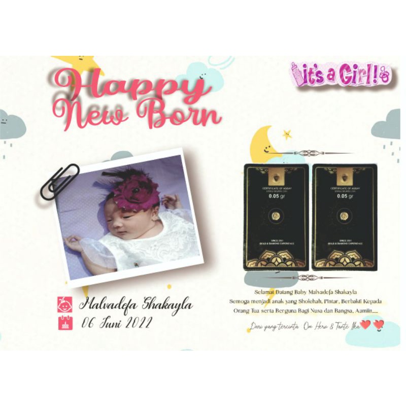 KADO LAHIRAN/NEWBORN FRAME GIFT MINIGOLD CUSTOM
